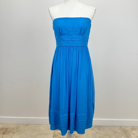J. Crew Silk Chiffon Dress Size 8 Cocktail Strapless Knee Length Sleeveless. - Picture 2 of 10